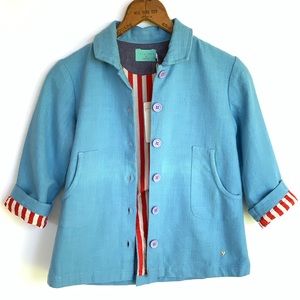 Lululand Cotton Coat with Red/White Stripe Lining